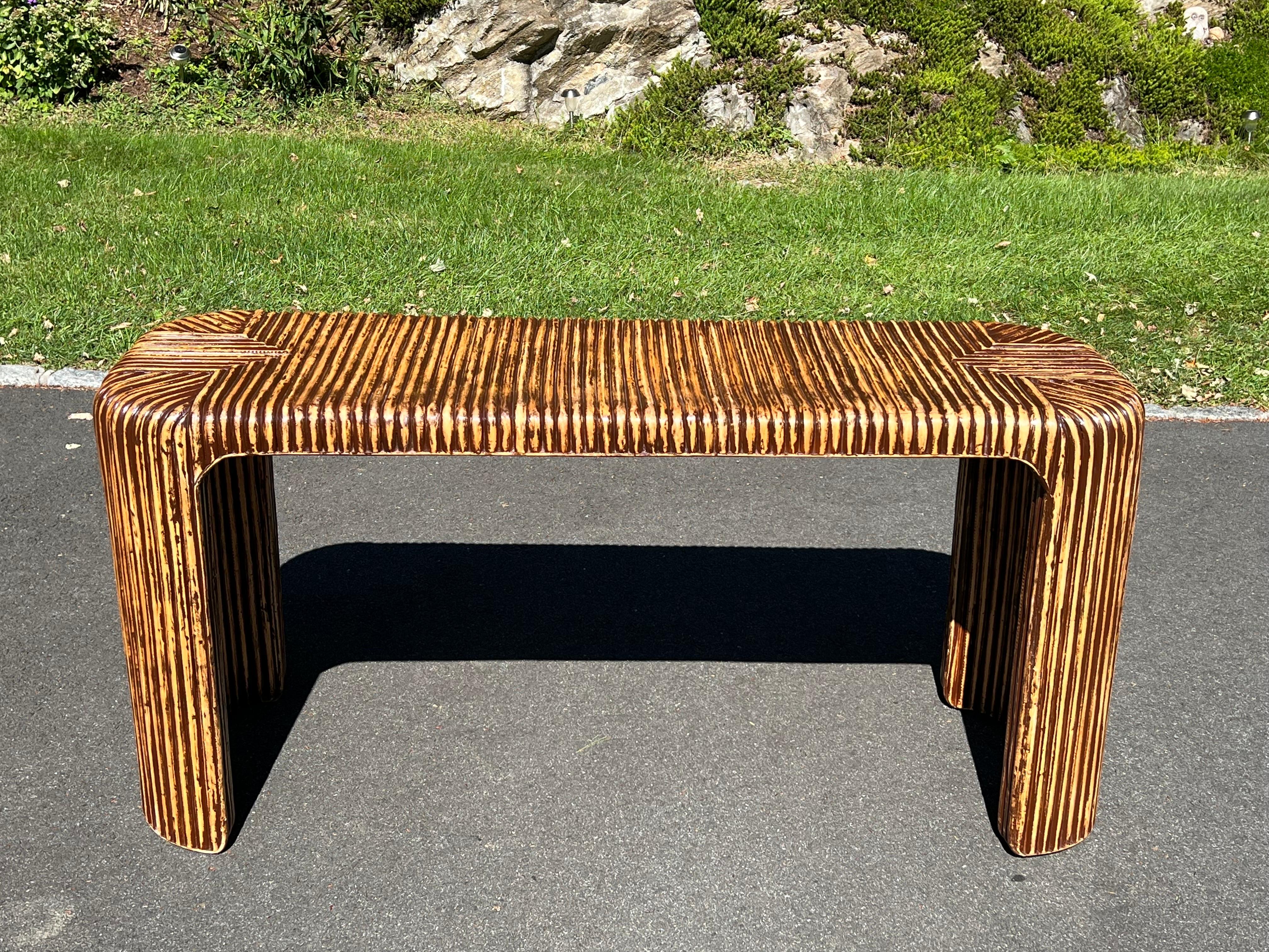 Palm Beach Regency Bamboo Console Table  For Sale 6