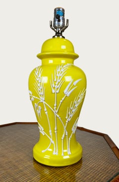 Palm Beach Regency Ceramic Ginger Jar Table Lamps with Wheat Stalks, Pair