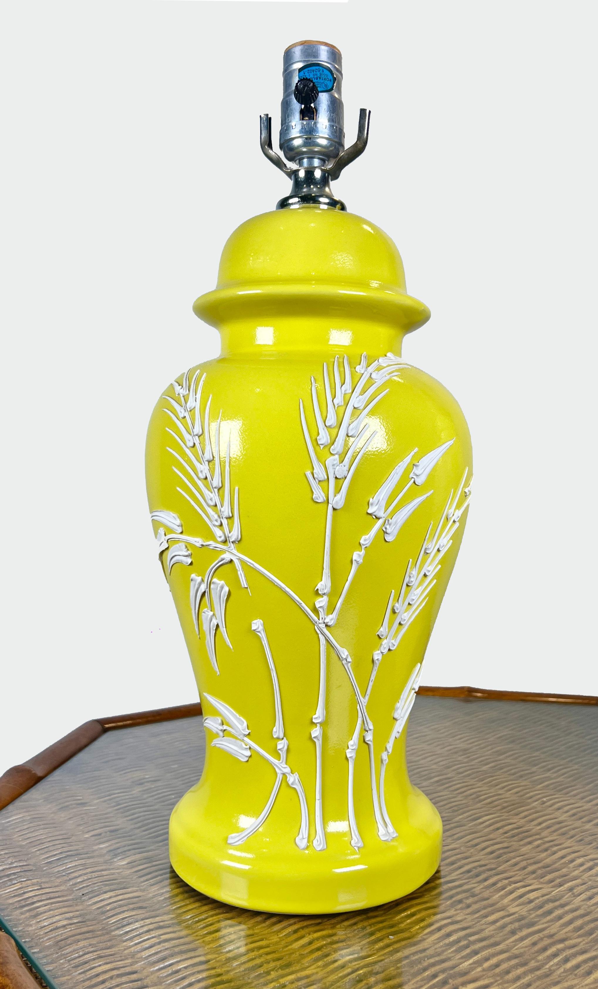 Hollywood Regency Paire de lampes de table en céramique au motif pot à gingembre de style Palm Beach Regency en vente