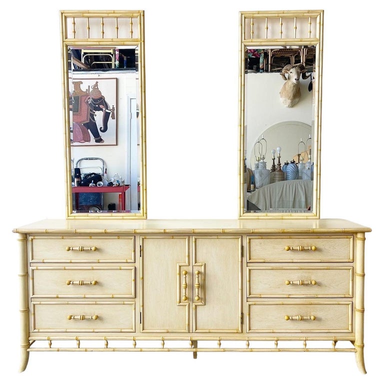 Palm Beach Regency Faux Bamboo Dresser with Mirrors by Century ...