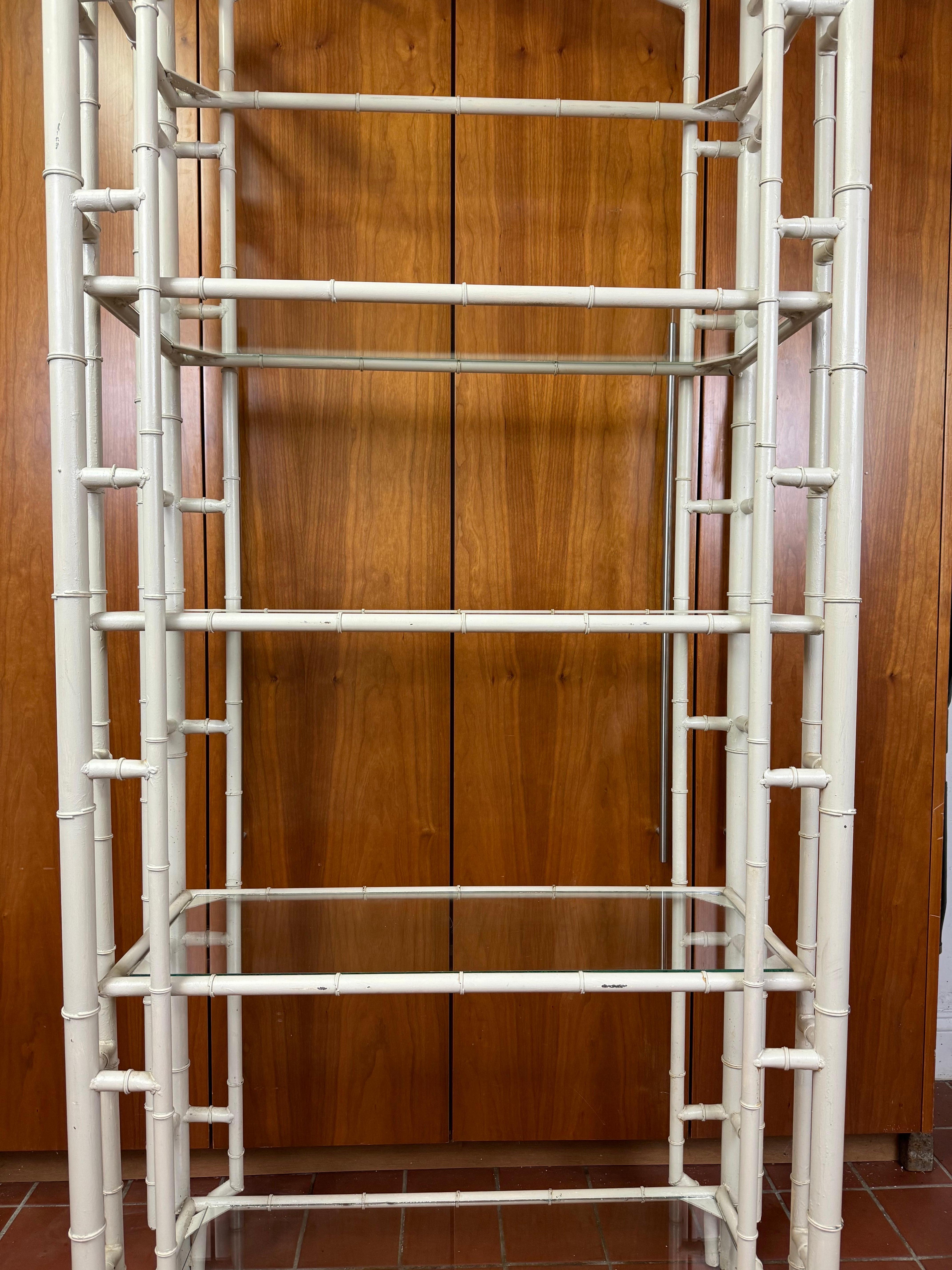 Late 20th Century Palm Beach Regency Faux Bamboo Pagoda Etagere