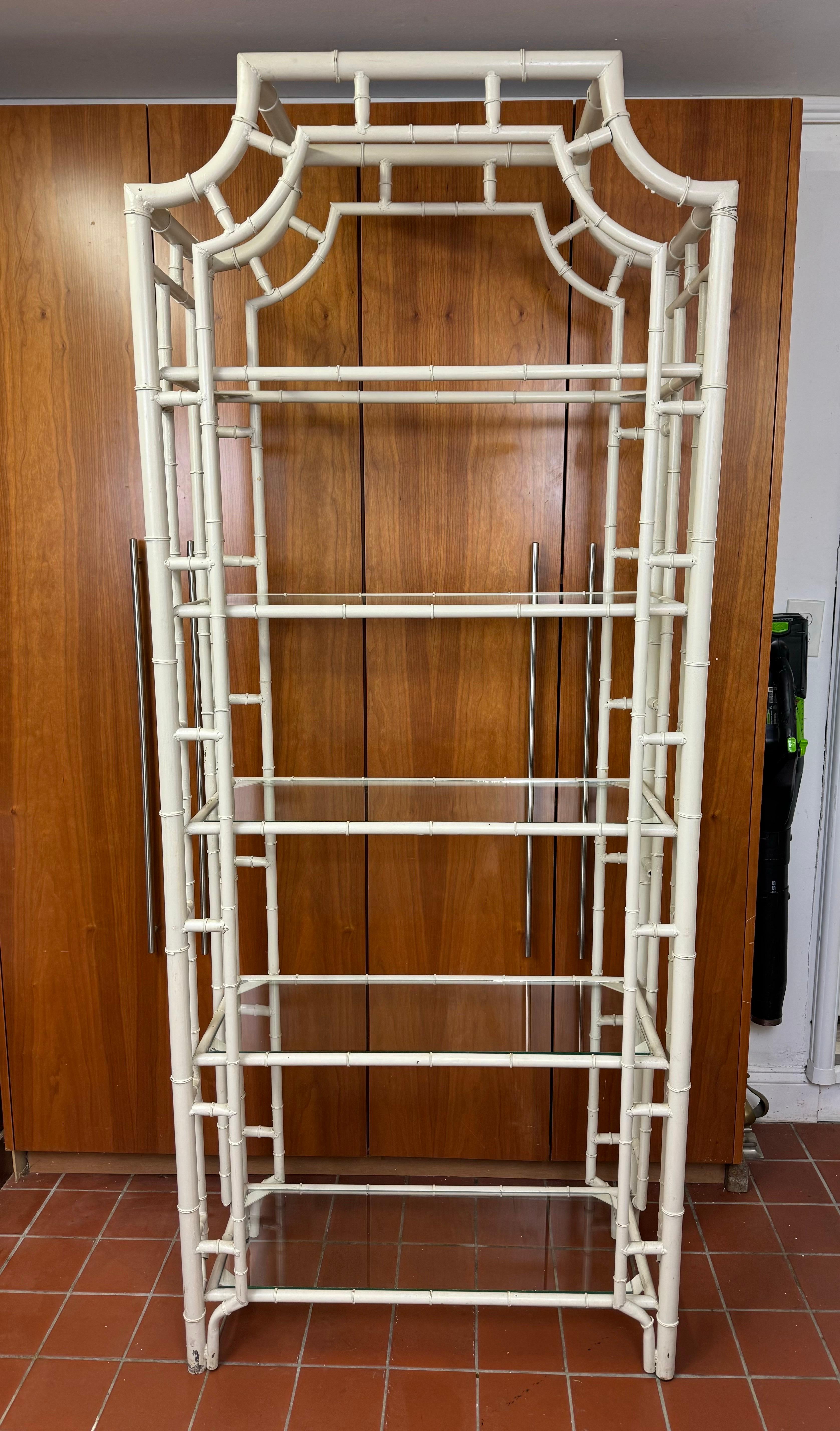 Palm Beach Regency Faux Bamboo Pagoda Etagere For Sale 2