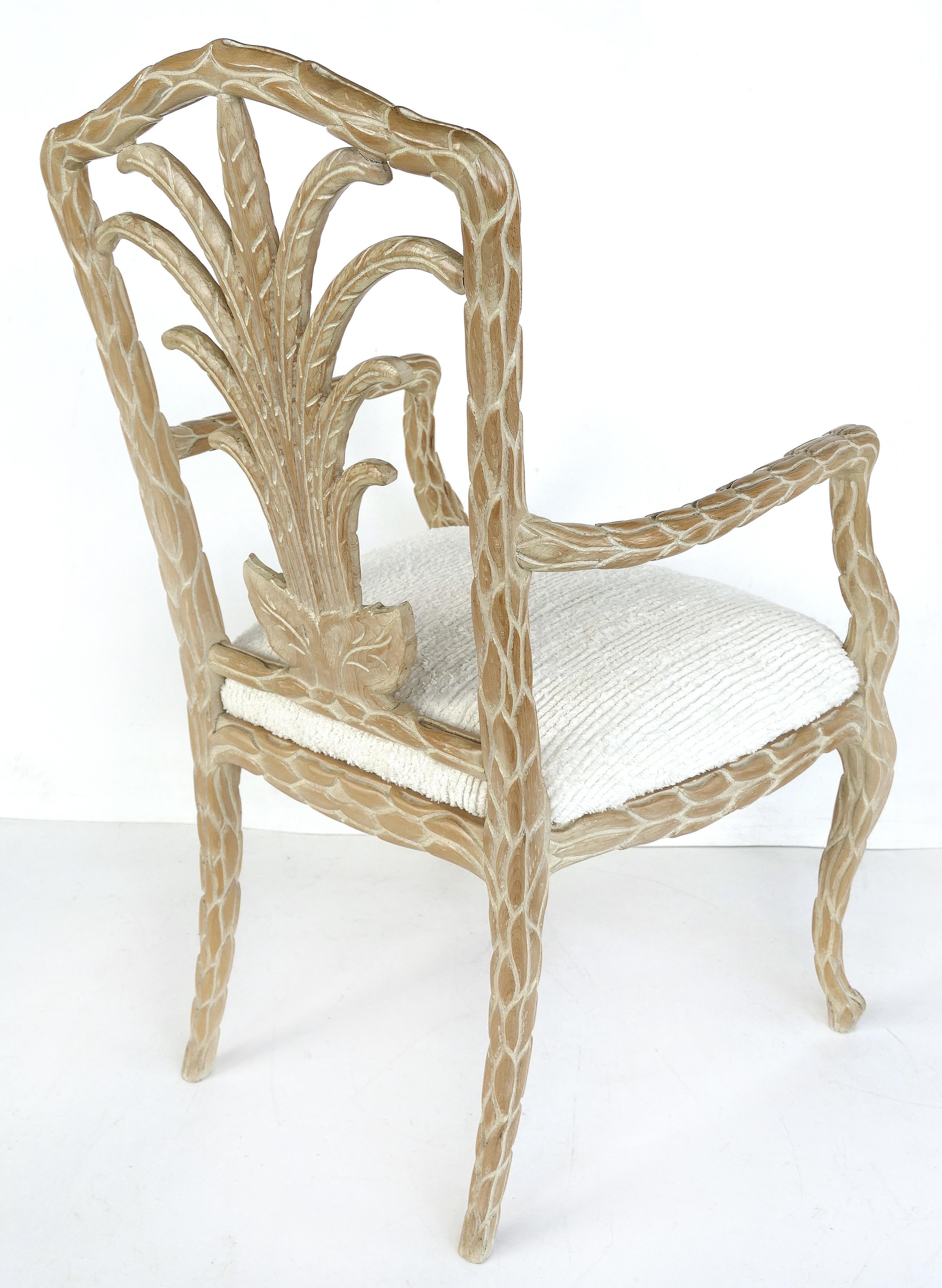 Palm Beach Regency Kreiss Faux Bois Carved Armchairs, a Pair In Good Condition In Miami, FL