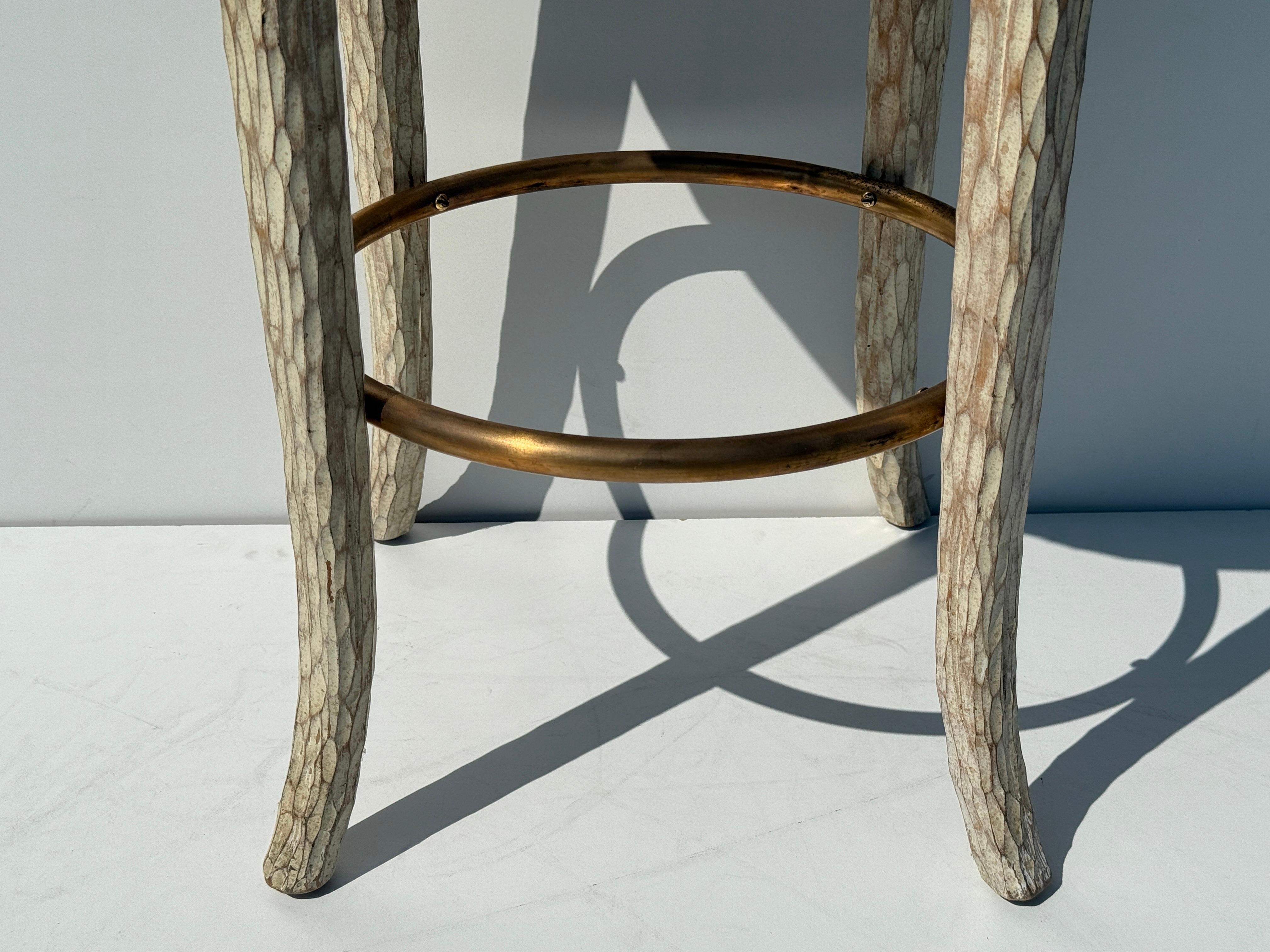 Palm Beach Regency Faux Bois Twig Bar Stool For Sale 1