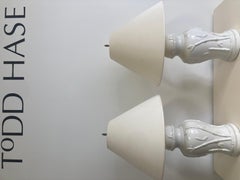 Palm Beach Regency Ginger Jar White Glazed Porcelain Table Lamps- a Pair