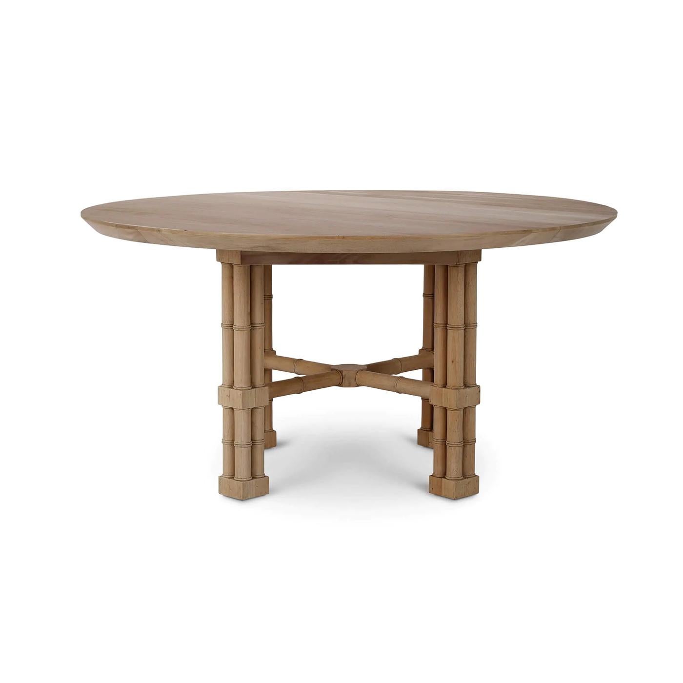 Indonesian Palm Beach Regency Round Dining Table For Sale