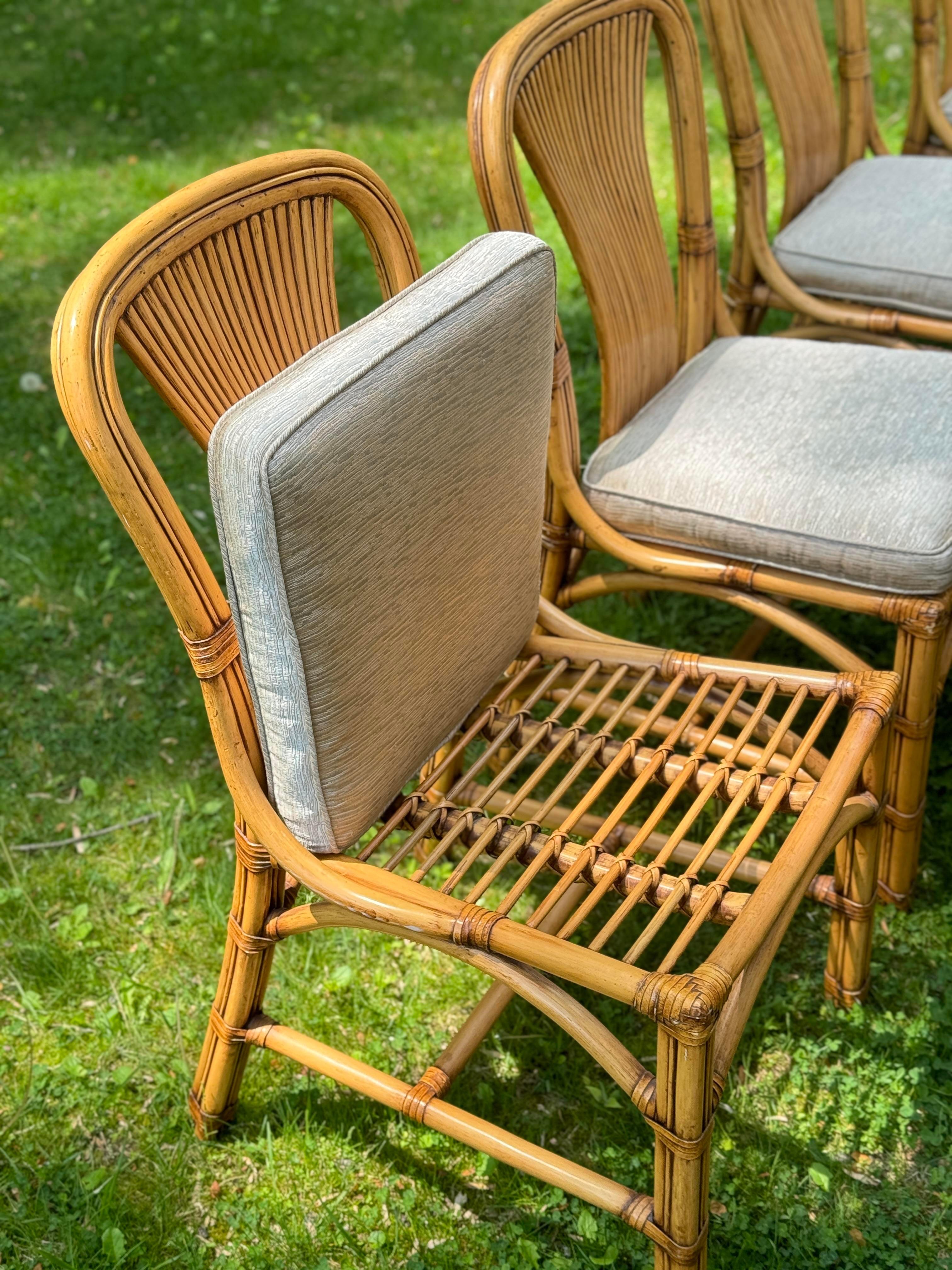 Palm Beach Regency Style Bamboo Dining Chairs With Curved Back - Set of 8 In Good Condition For Sale In Elkton, MD
