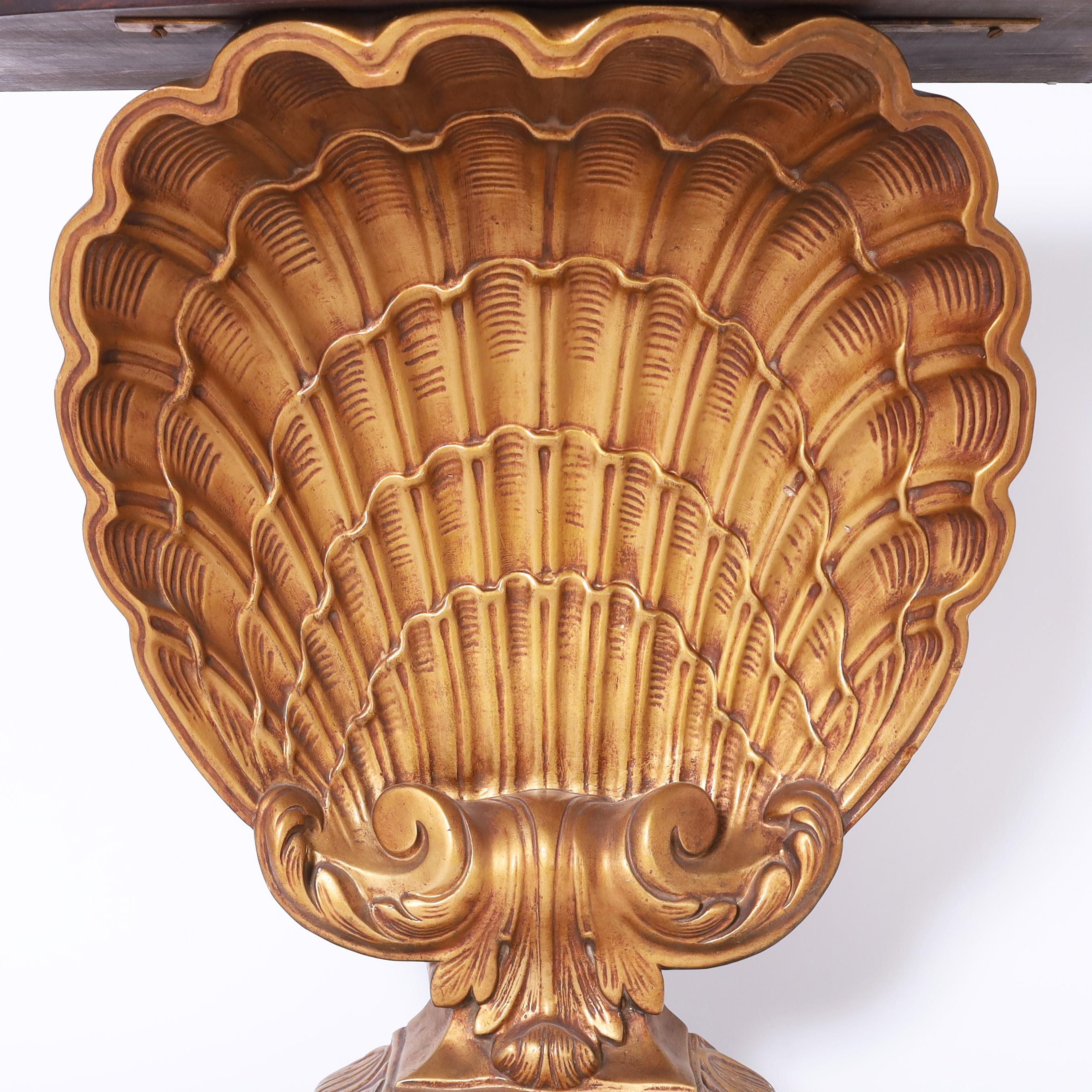 American Palm Beach Regency Style Grotto Seashell Console Table For Sale