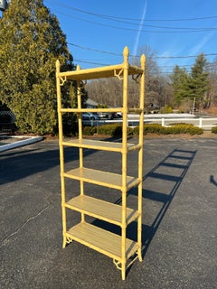 Palm Beach Regency Yellow Faux Bamboo Etagere Bookcase