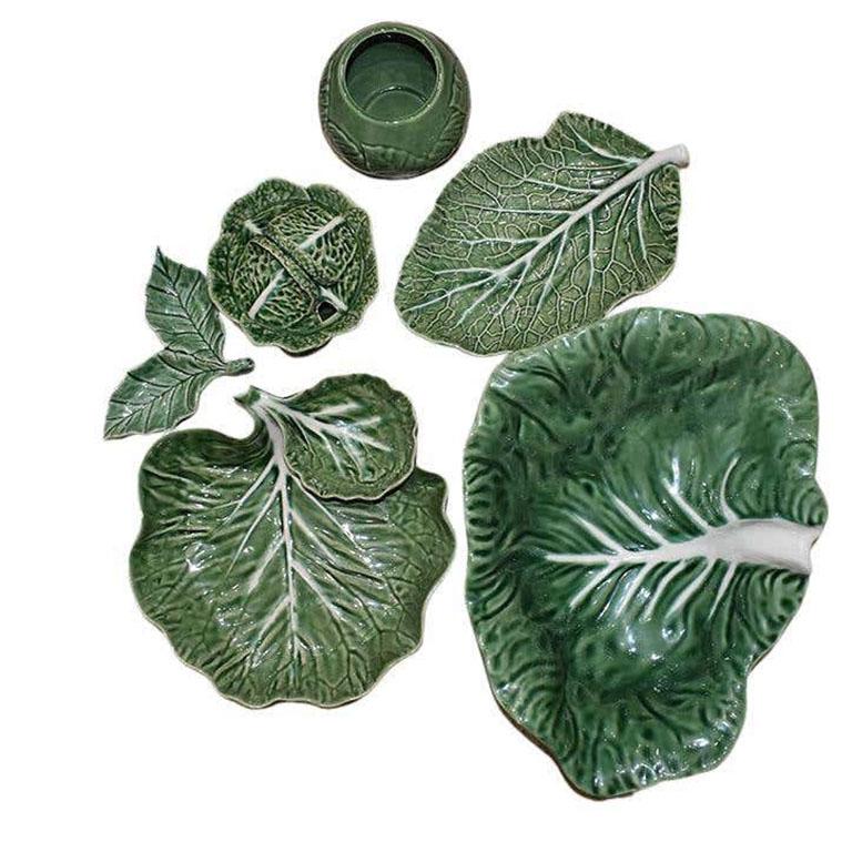 Ceramic Palm Beach Style Cabbage or Lettuce Tableware Set Bordallo Pinheiro, Portugal