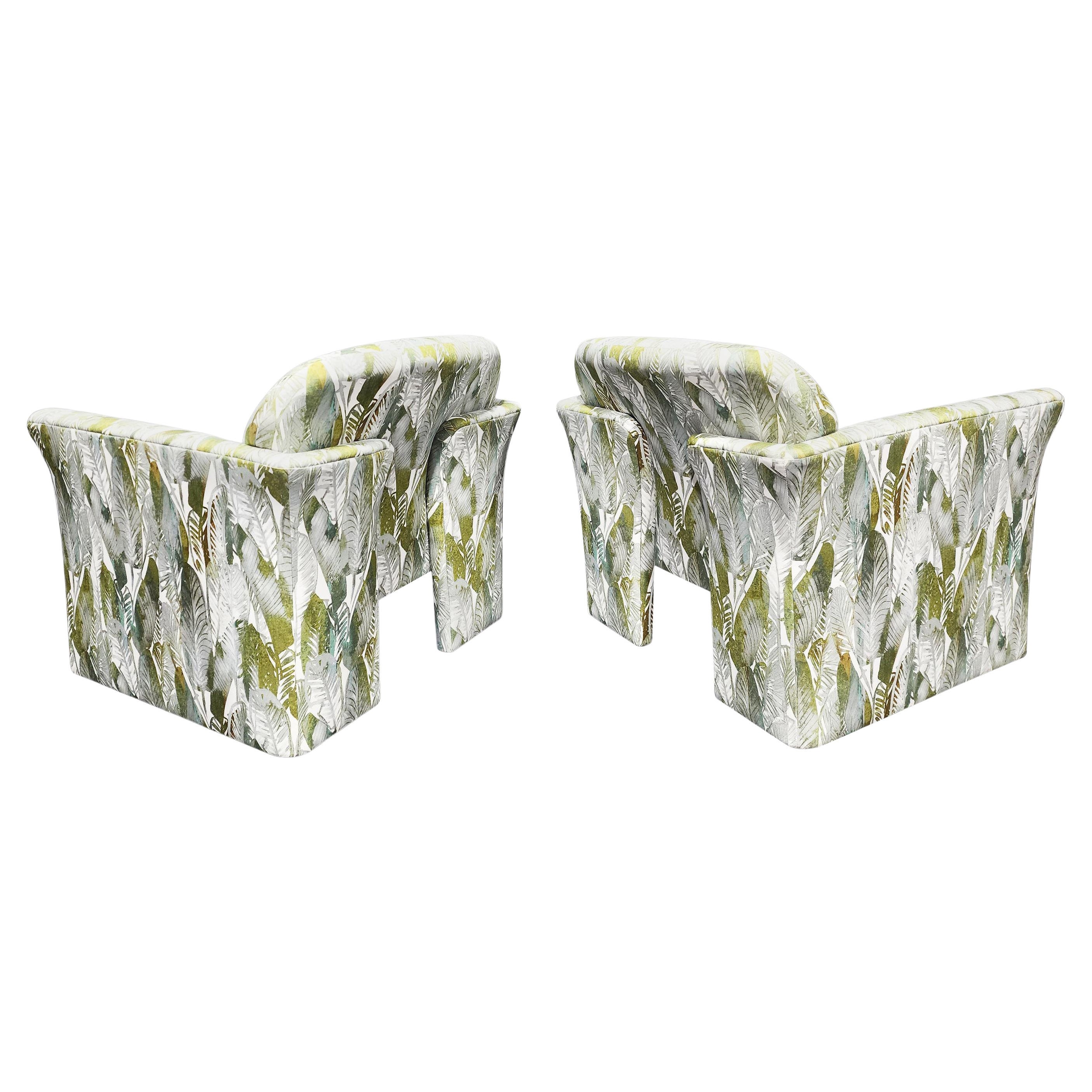Palm Beach Style Mid Century Sculptural Lounge Chairs in French Upholstery For Sale
