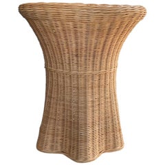 Palm Beach Style Wicker Woven Trompe L'Oeil Ghost Side Table