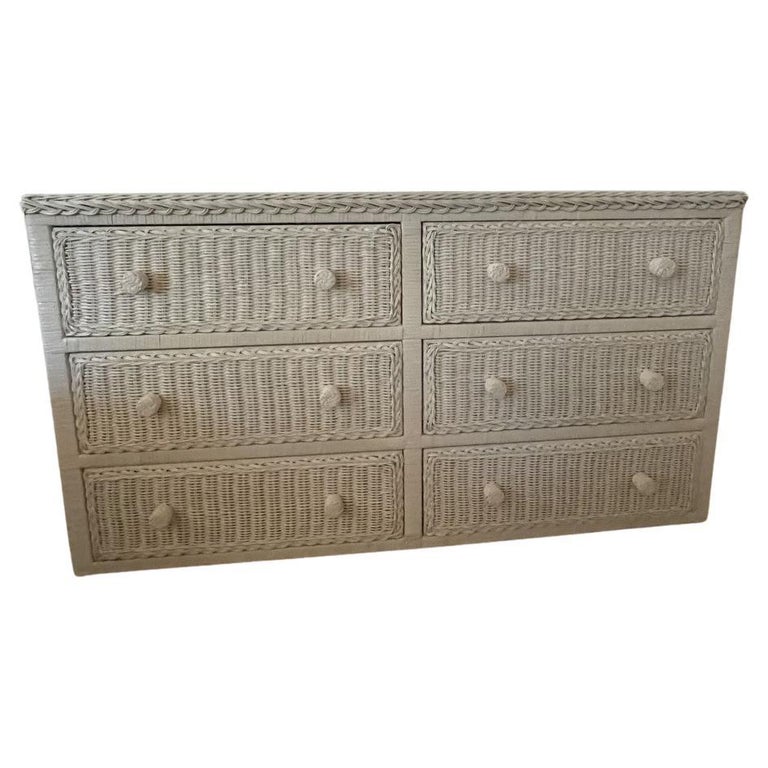 Palm Beach Vintage Wicker Six Drawer Dresser or Chest For Sale at 1stDibs Palm Beach Vintage Wicker Six Drawer Dresser or Chest For Sale at 1stDibs