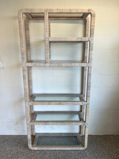 Palm Beach Whitewashed Rattan Etagere