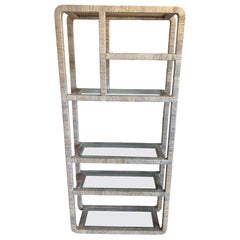 Palm Beach Whitewashed Rattan Etagere
