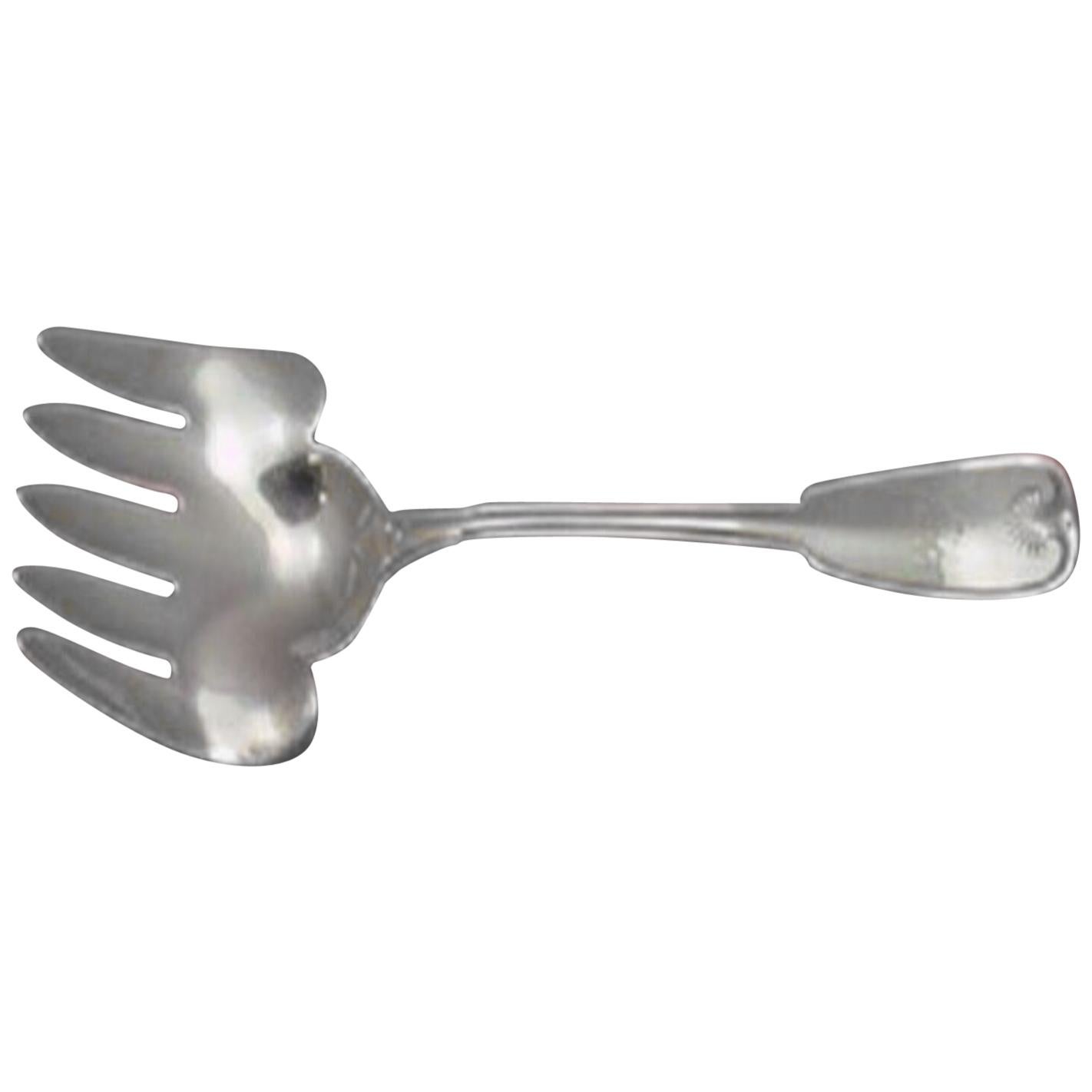 Engraved 19th Century Fish Serving Fork and Knife For Sale at 1stDibs