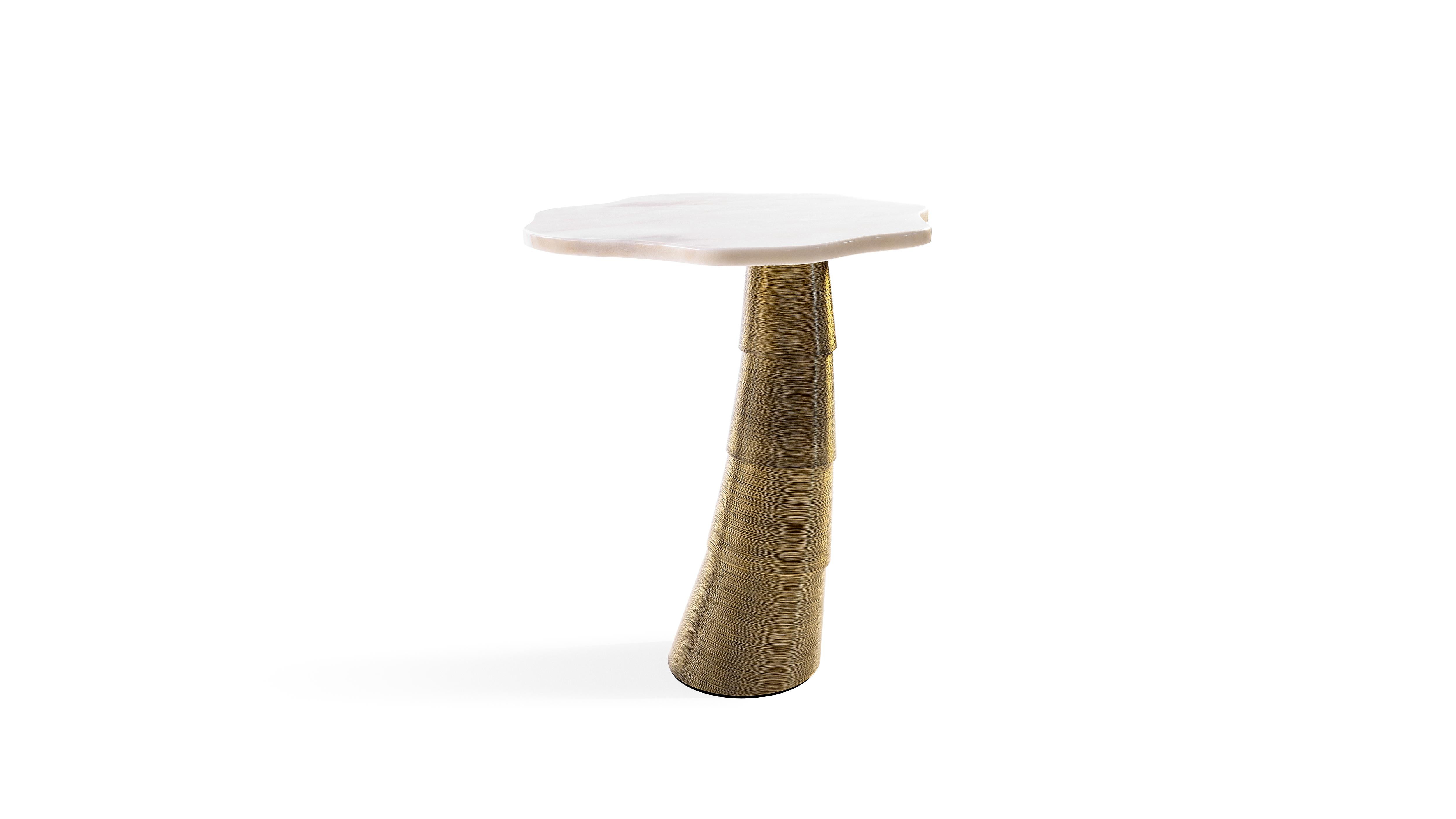 Post-Modern Palm Estremoz Marble Side Table by InsidherLand For Sale