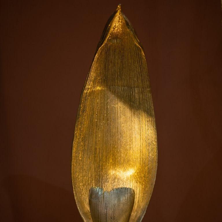 Palm Floor - Lámpara de pie de metal dorado con base de mármol y diseño orgánico en venta 2