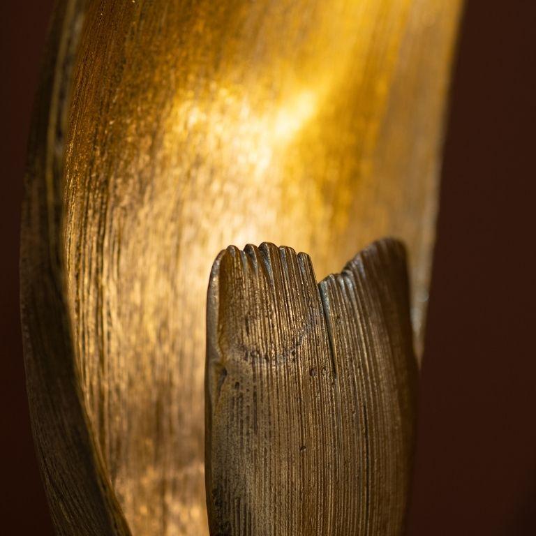 Palm Floor - Lámpara de pie de metal dorado con base de mármol y diseño orgánico en venta 3