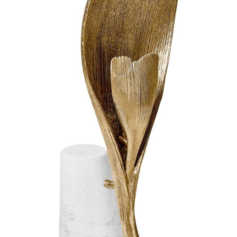 Palm Floor - Lámpara de pie de metal dorado con base de mármol y diseño orgánico Moderno orgánico en venta