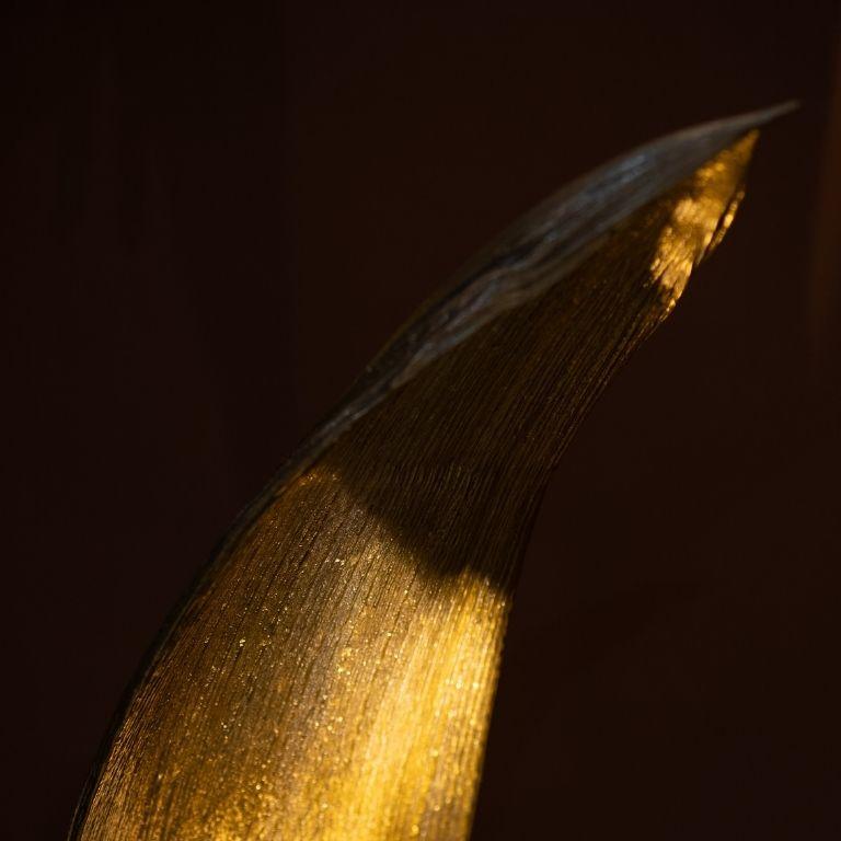 Palm Floor - Lámpara de pie de metal dorado con base de mármol y diseño orgánico Metal en venta