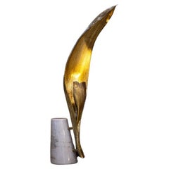 Palm Floor - Gold Metal Lighting with Marble Base Organic Design