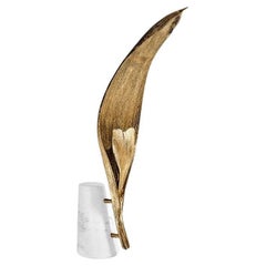 Palm-Stehlampe – Gold Metallbeleuchtung mit Marmorsockel, organisches Design