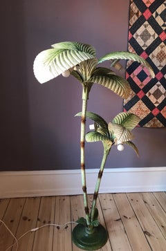 Palm Floor Lamp Painted Metal, 1940s, France