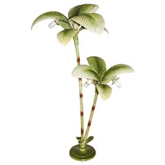 Palm Floor Lamp Painted Metal, 1940s, France