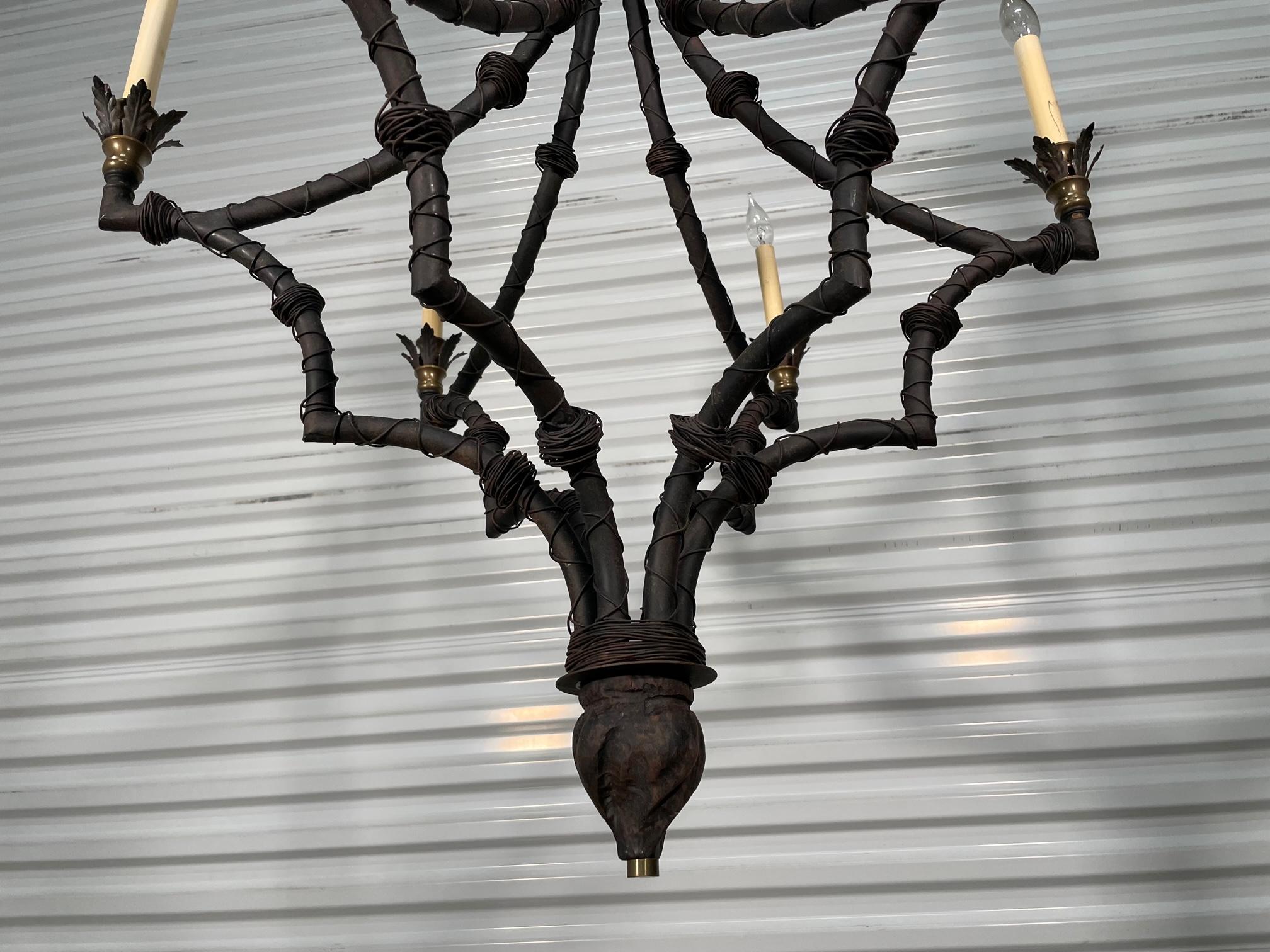 Palm Frond Iron 6 Arm Chandelier 1