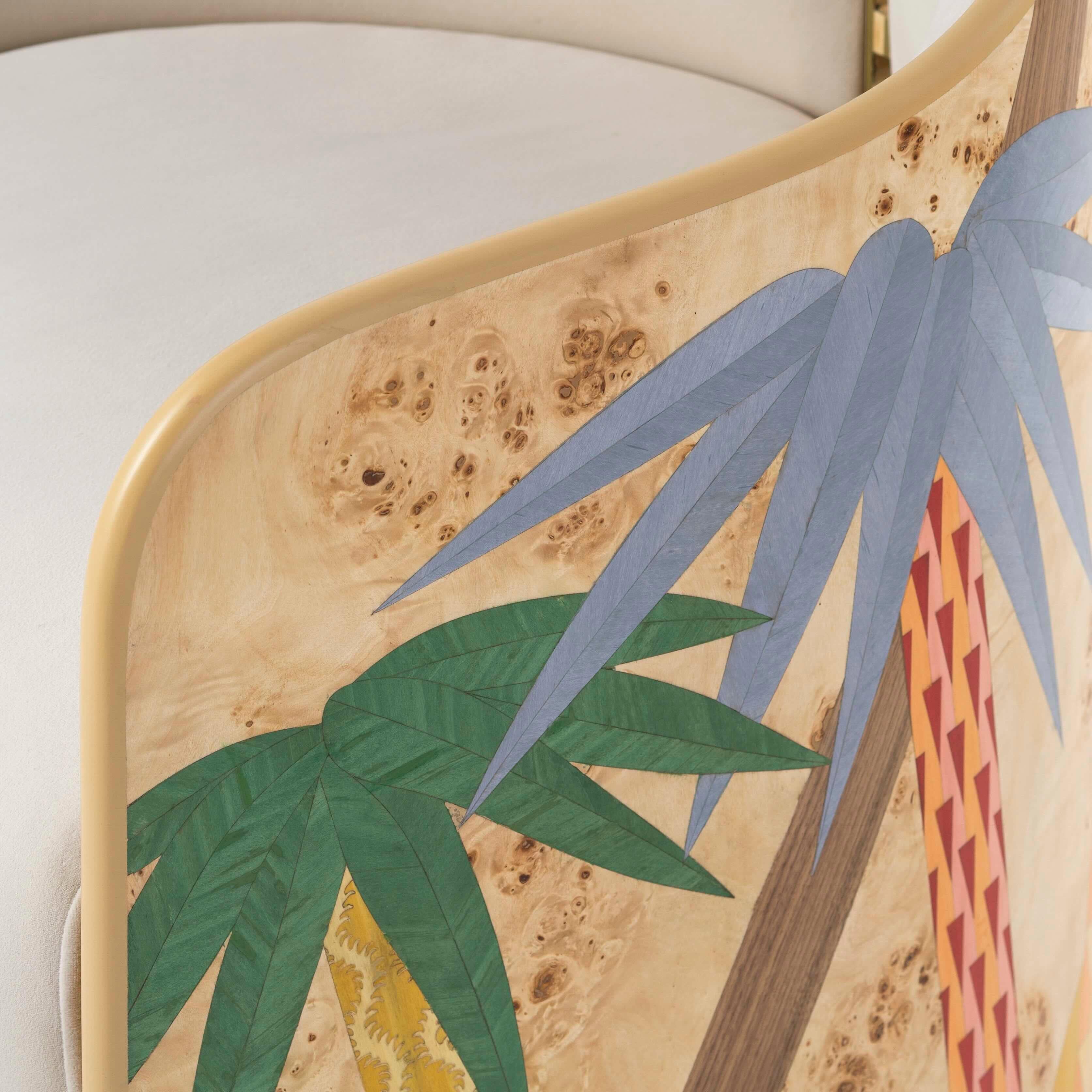 Hand-Painted Palm-inspired Statement Armchair For Sale