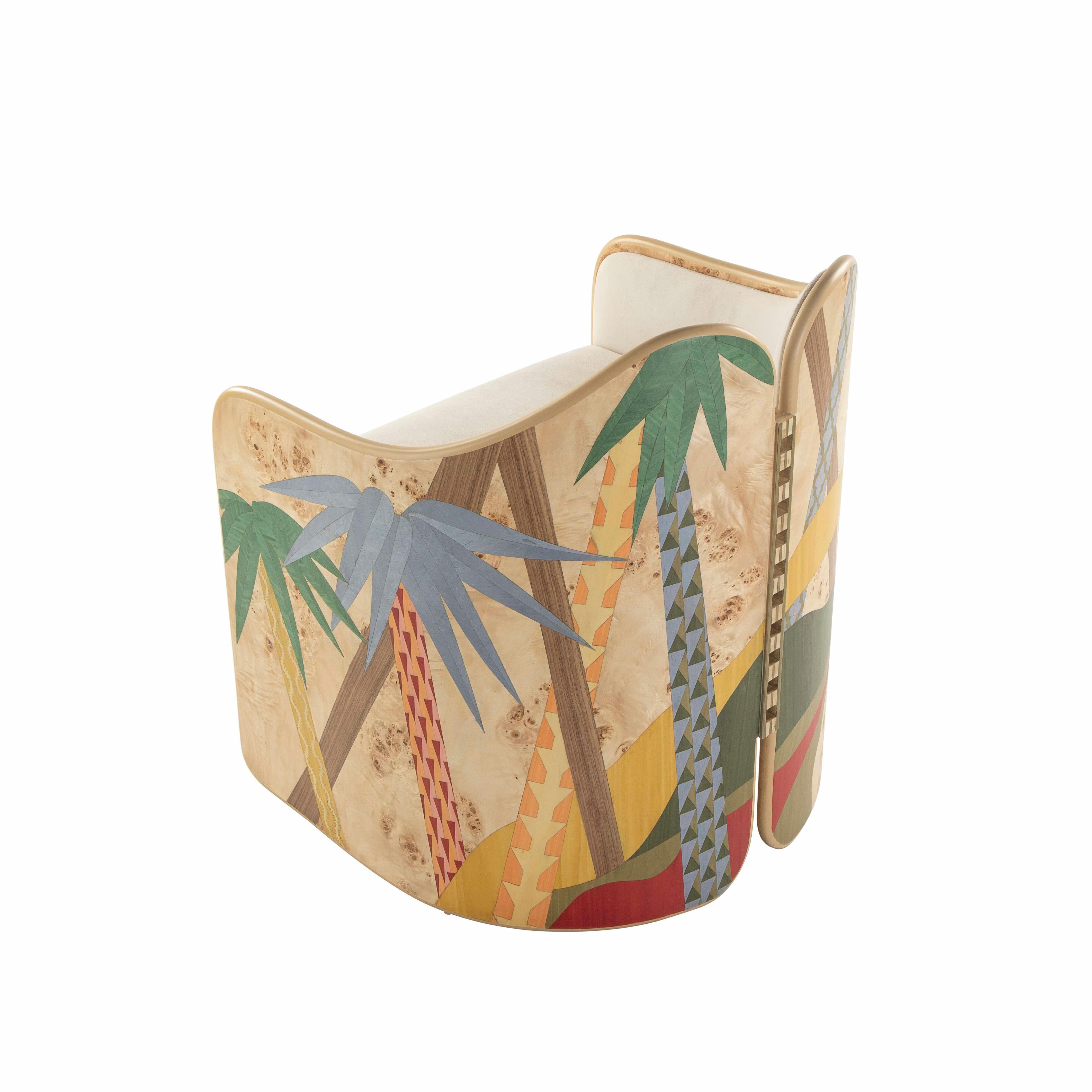 Oak Palm-inspired Statement Armchair For Sale