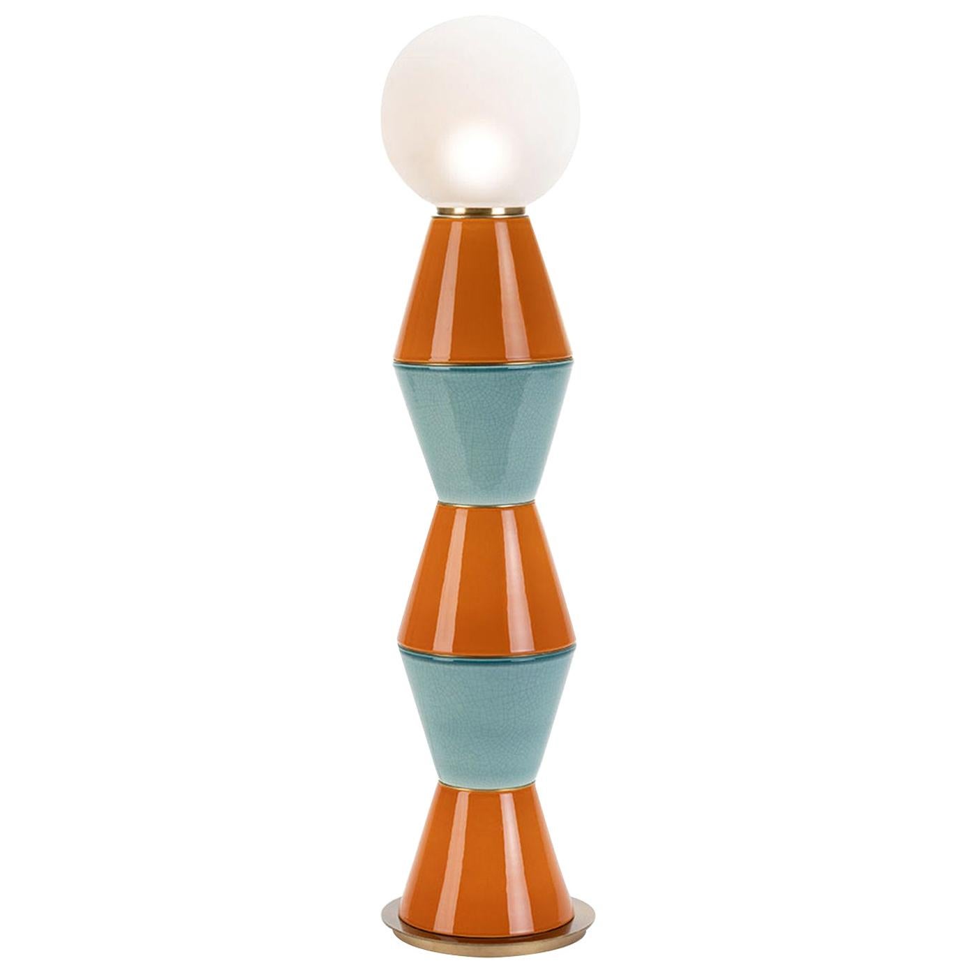 Palm Large Aquamarine and Orange Table Lamp