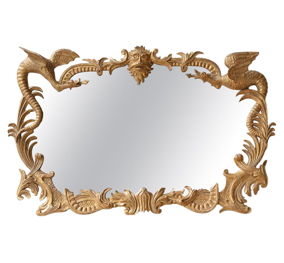 Palm Leaf Carving Giltwood Mirror, Late 18th & Early 19th Century