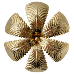 Palm Leaf Flush Ceiling Light, 1980s