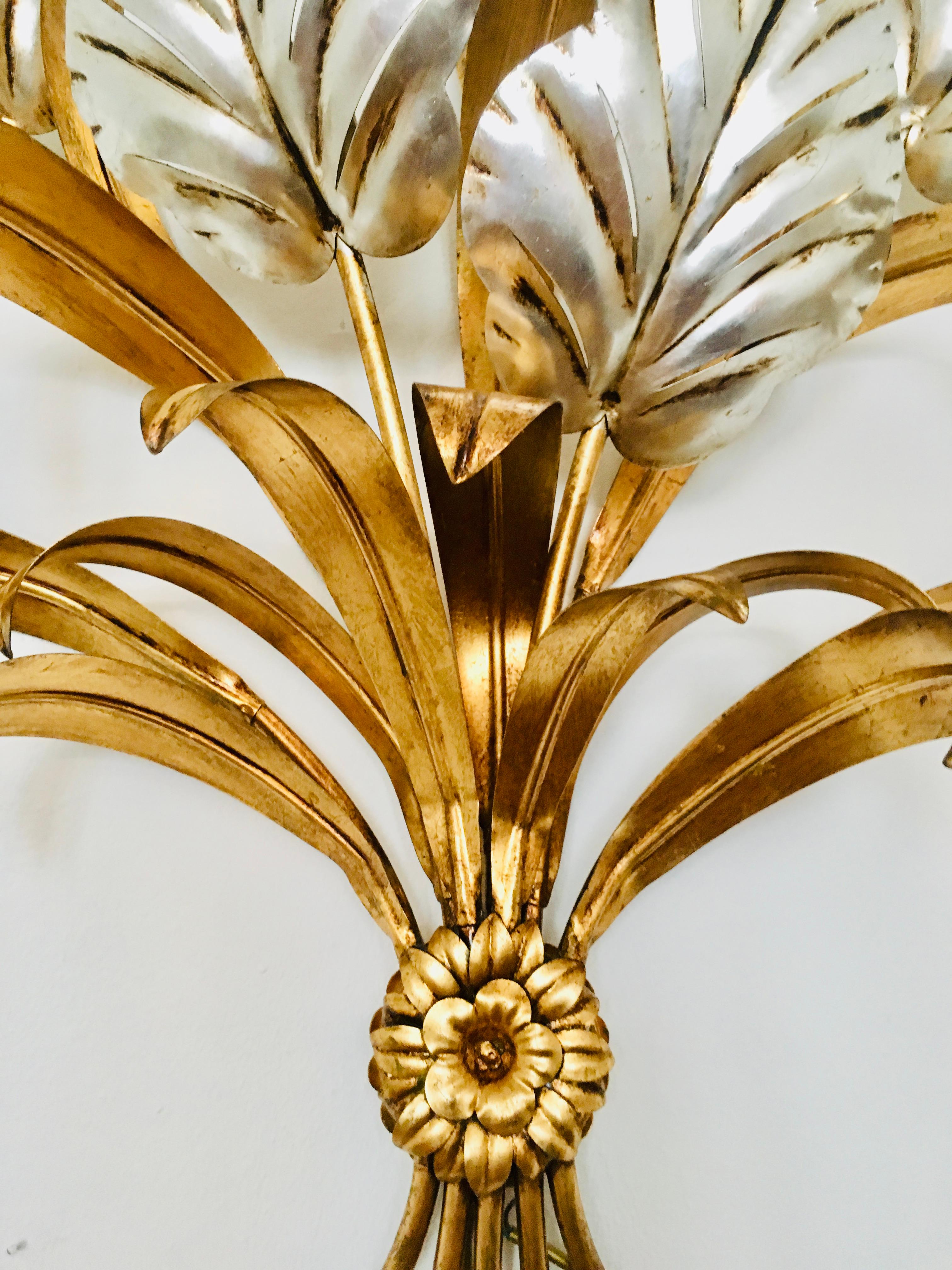 Late 20th Century Palm Leaf Wall Lamp by Hans Kögl For Sale