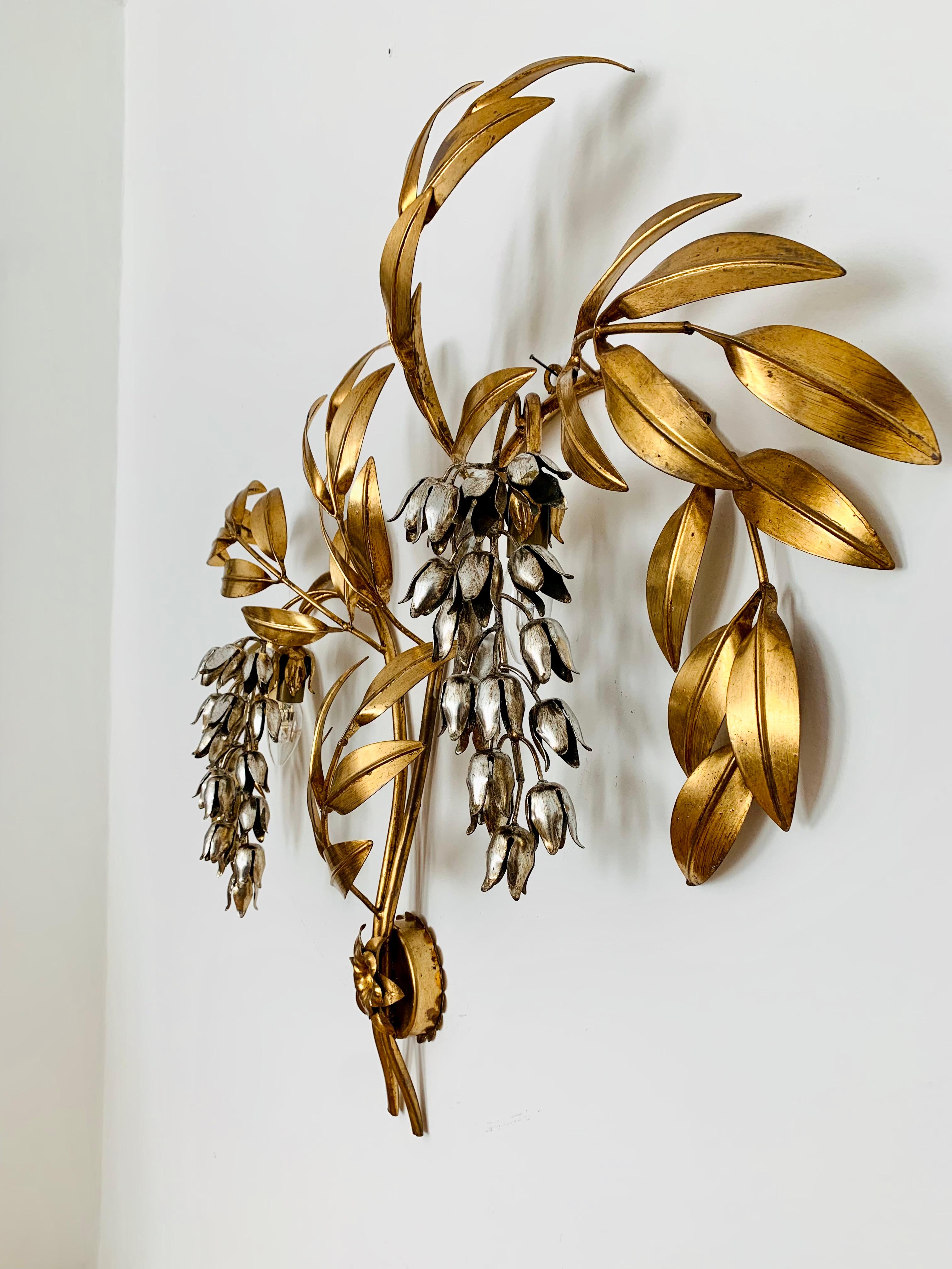 Metal Palm Leaf Wall Lamp by Hans Kögl For Sale