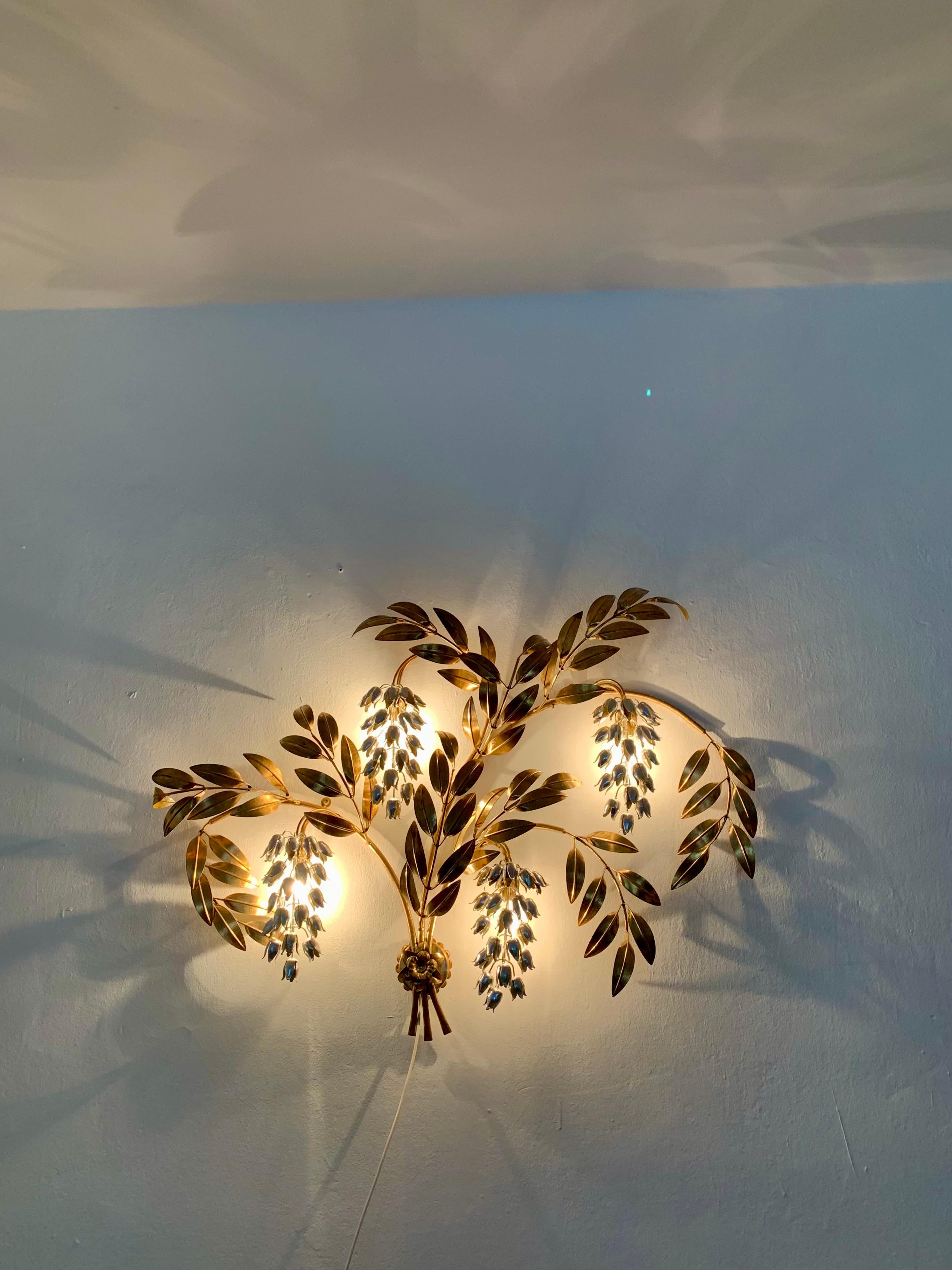 Palm leaf wall lamp by Hans Kögl For Sale 2