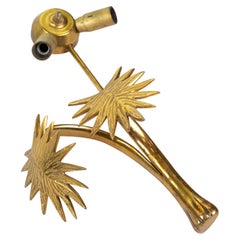 Palm leaves brass pair of wall lamps
