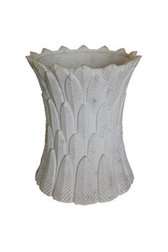 Palm leaves Side Table in Agra White Marble by Stephanie Odegard
