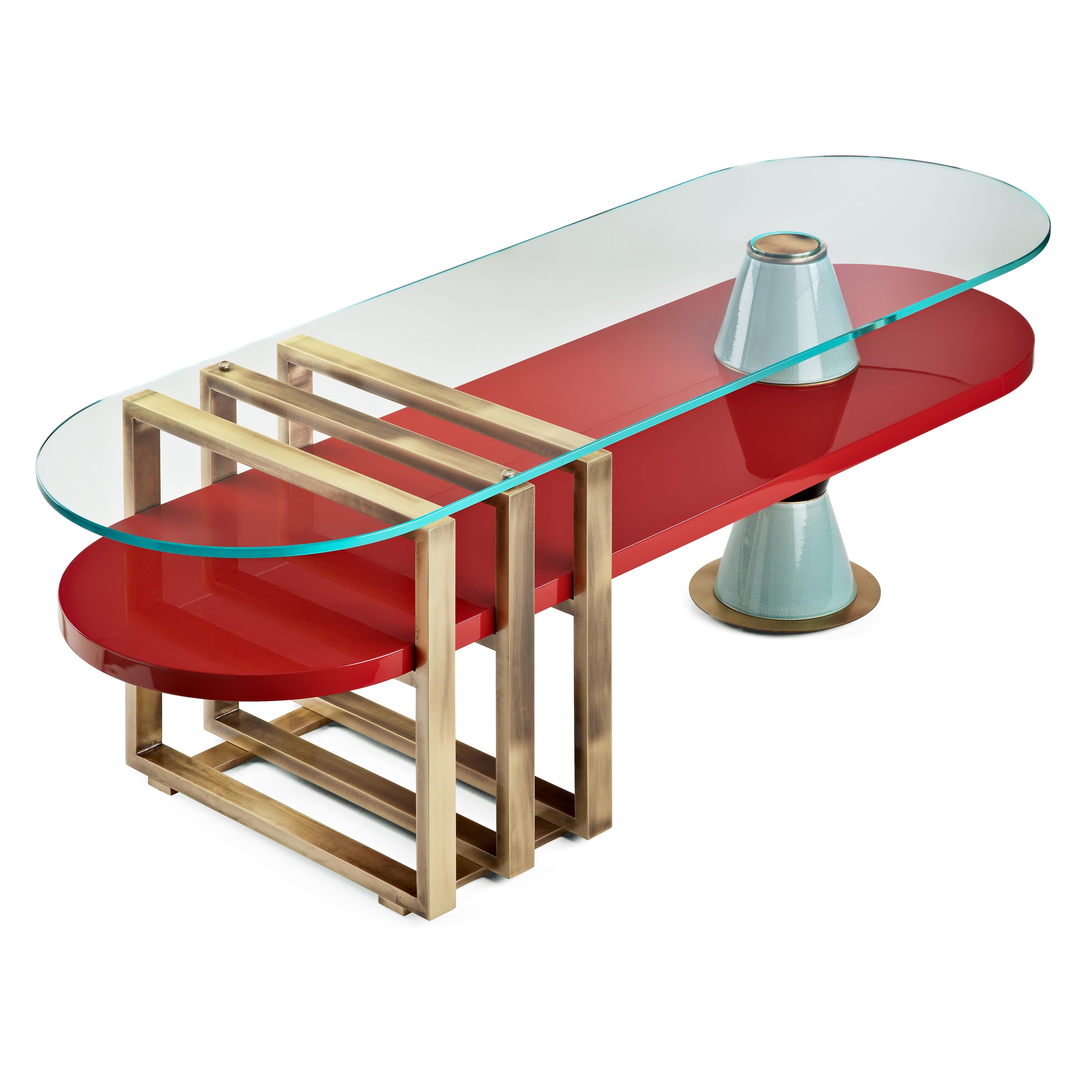 Post-Modern Palm Oval Coffee Table by Marioni For Sale