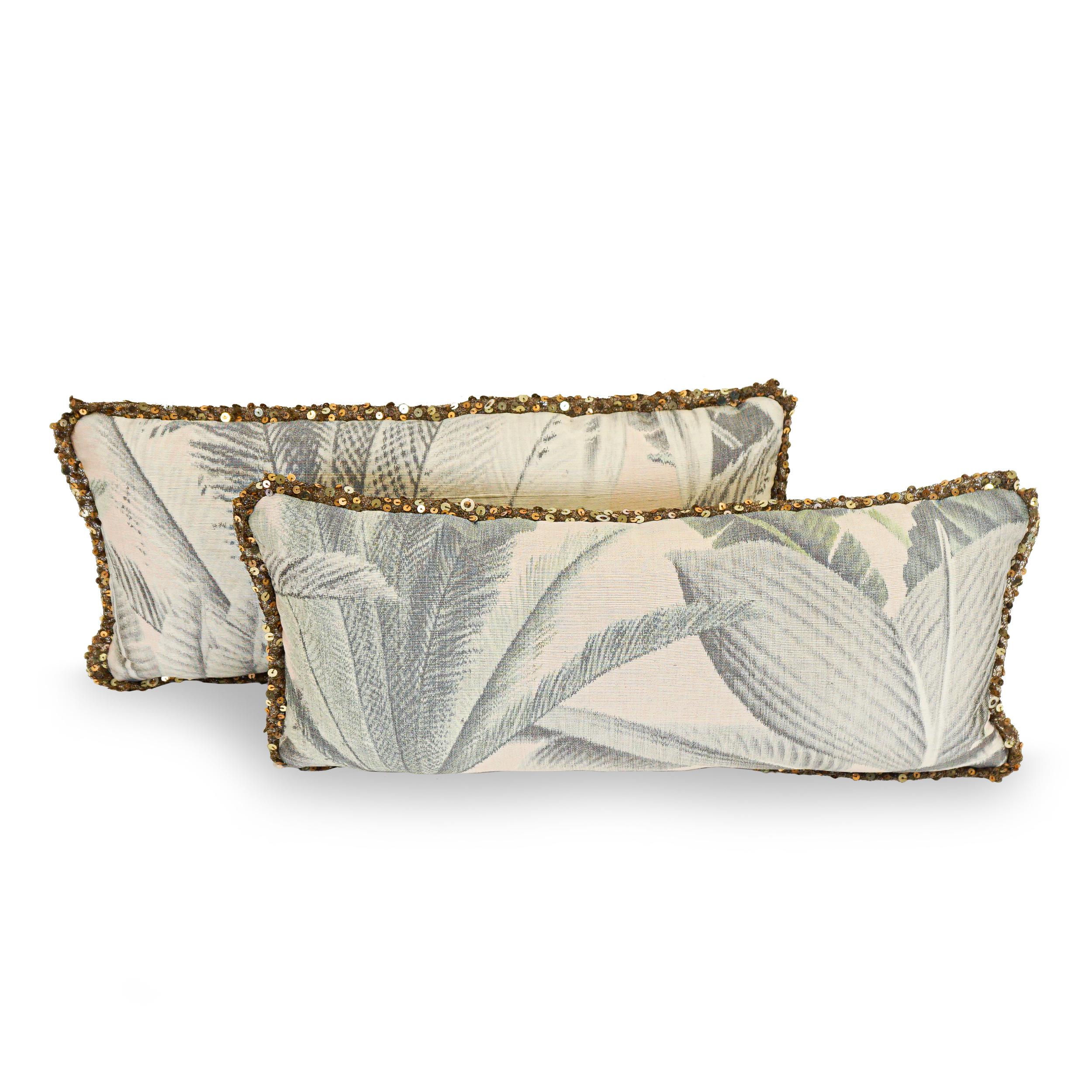 Modern Palm Print Lumbar Pillow For Sale