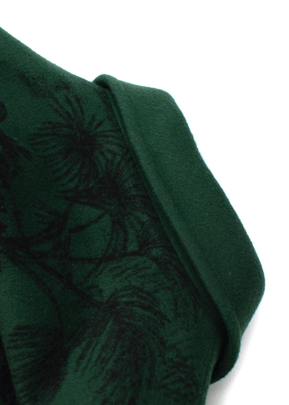 Palm Printed Dark Green Felt Jacket For Sale 2