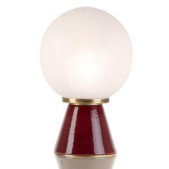 Palm Red and Taupe Ceramic Table Lamp