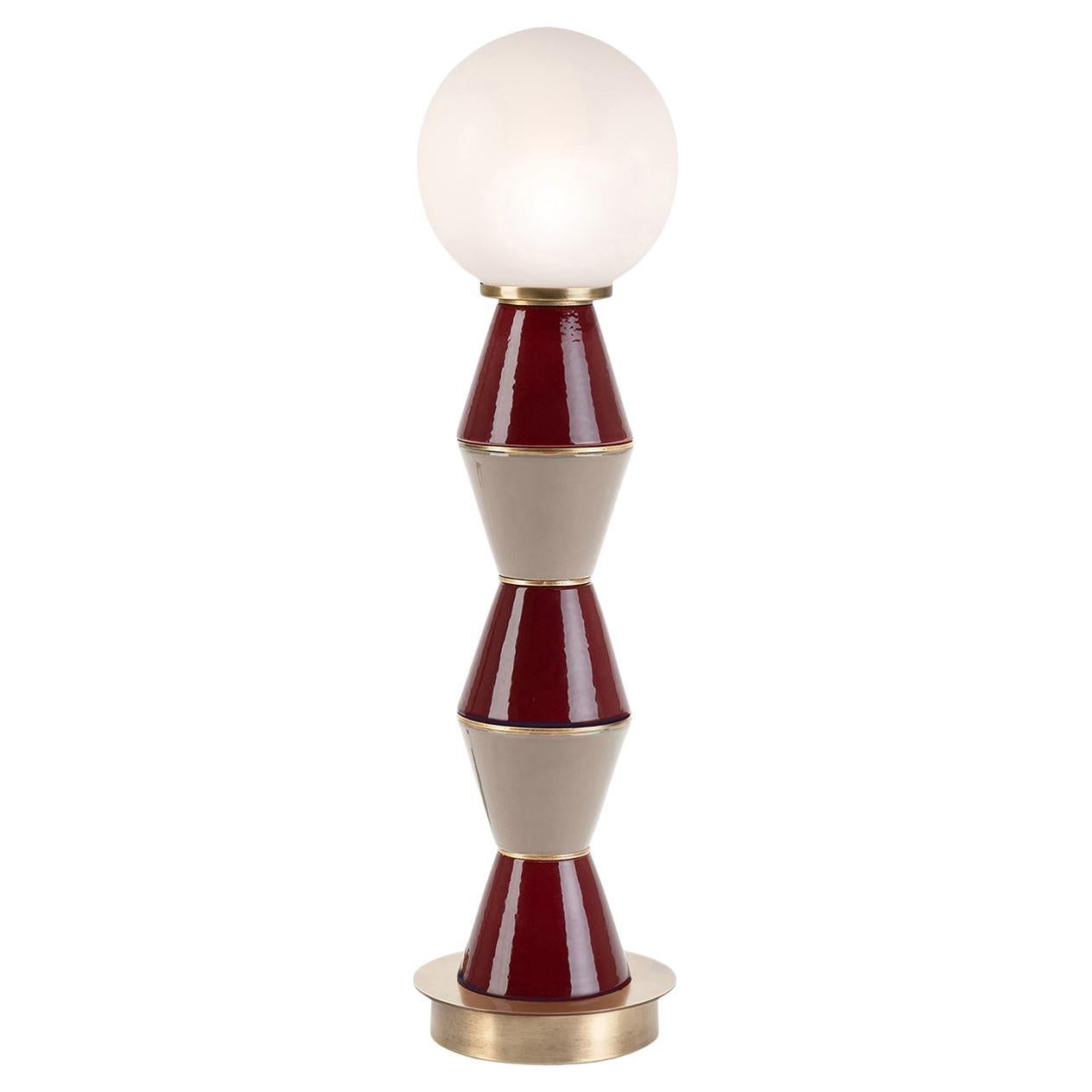 Palm Red and Taupe Ceramic Table Lamp