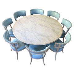 Ensemble de 9 pièces « Palm Regency Niermann Weeks » comprenant une table à manger et des chaises « Klismos », table ronde de 72 pouces
