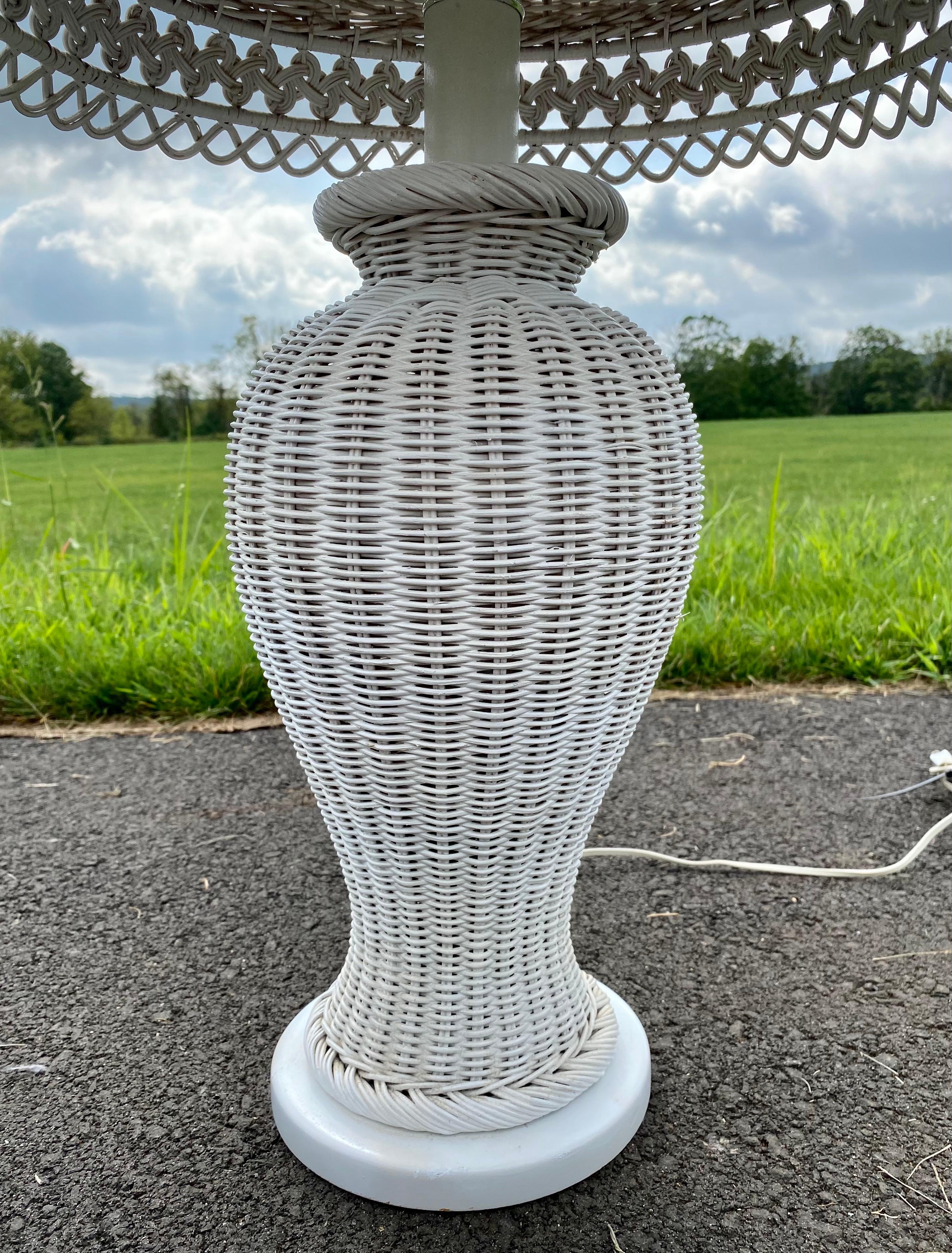 white wicker floor lamp