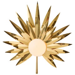 Lampada da parete Palm Sconce in ottone dorato del XXI secolo realizzata a mano