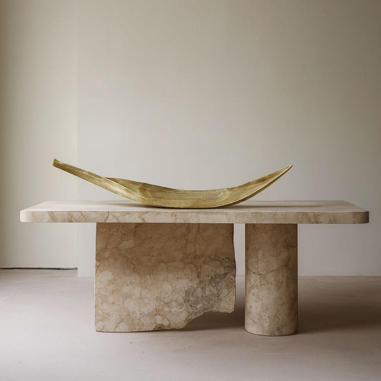 Palm - Plateau poli sculptural avec design/One naturel en vente 5
