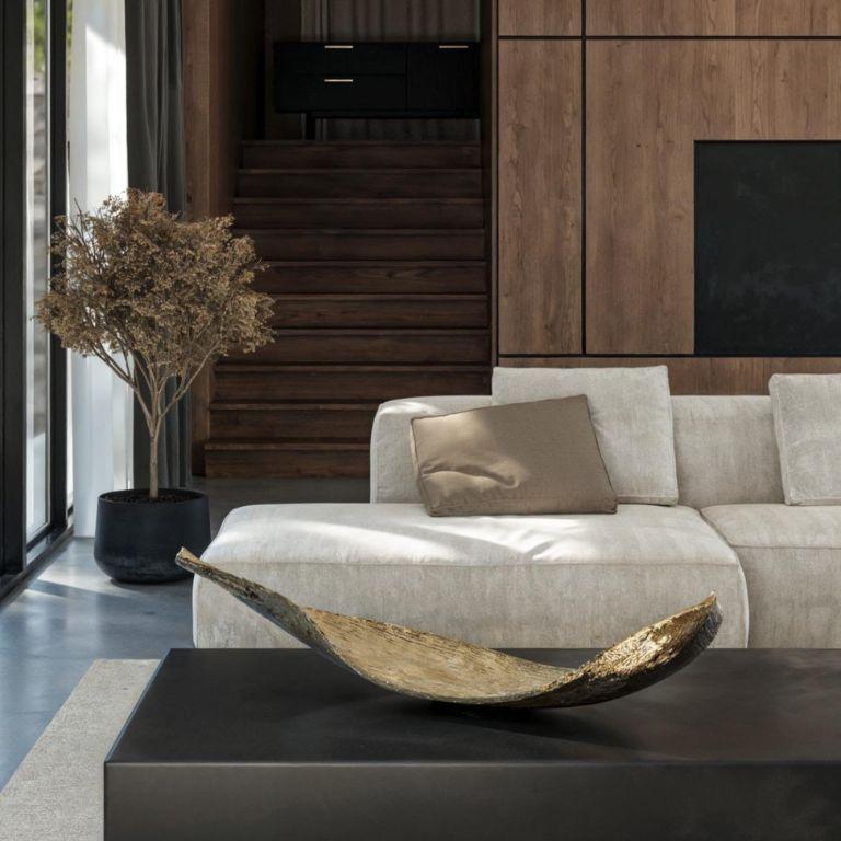 Métal Palm - Plateau poli sculptural avec design/One naturel en vente